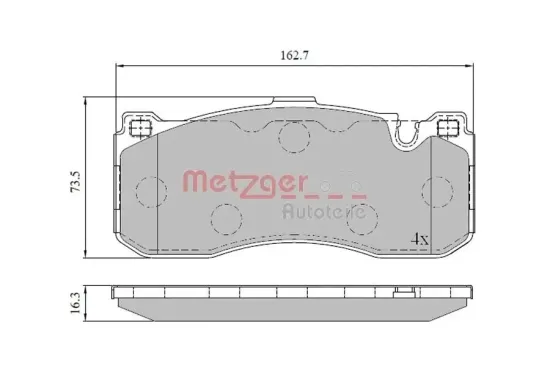 Bremsbelagsatz, Scheibenbremse Vorderachse METZGER 1170830 Bild Bremsbelagsatz, Scheibenbremse Vorderachse METZGER 1170830