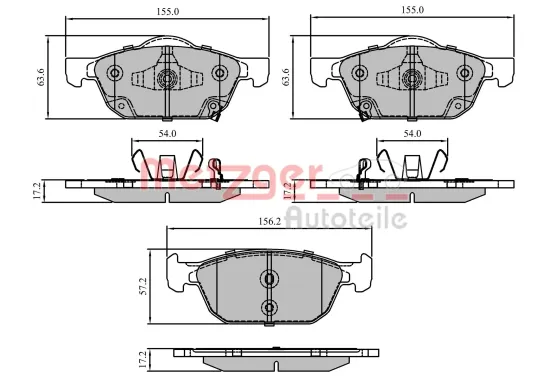 Bremsbelagsatz, Scheibenbremse METZGER 1170832 Bild Bremsbelagsatz, Scheibenbremse METZGER 1170832