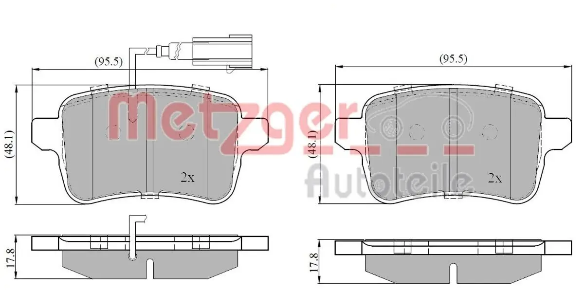 Bremsbelagsatz, Scheibenbremse METZGER 1170839 Bild Bremsbelagsatz, Scheibenbremse METZGER 1170839