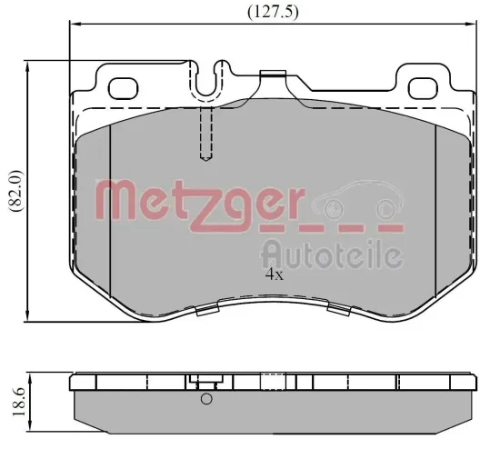 Bremsbelagsatz, Scheibenbremse METZGER 1170852 Bild Bremsbelagsatz, Scheibenbremse METZGER 1170852