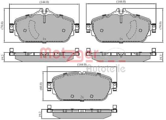 Bremsbelagsatz, Scheibenbremse METZGER 1170853 Bild Bremsbelagsatz, Scheibenbremse METZGER 1170853