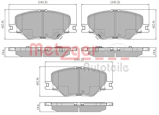 Bremsbelagsatz, Scheibenbremse METZGER 1170855 Bild Bremsbelagsatz, Scheibenbremse METZGER 1170855