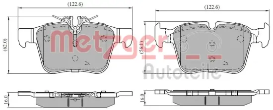 Bremsbelagsatz, Scheibenbremse METZGER 1170858 Bild Bremsbelagsatz, Scheibenbremse METZGER 1170858