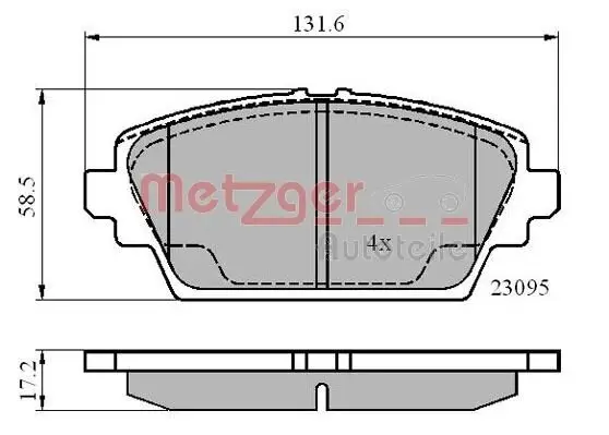 Bremsbelagsatz, Scheibenbremse Vorderachse METZGER 1170870