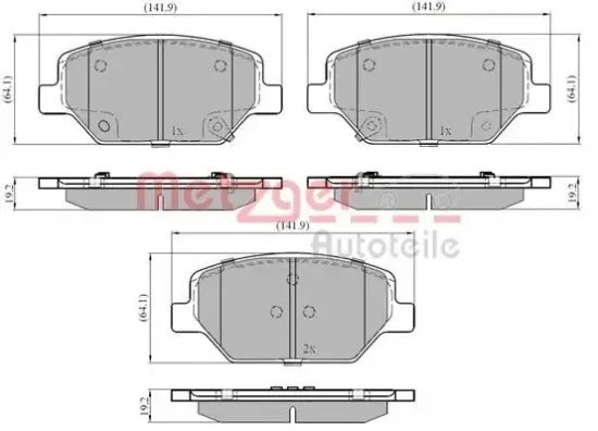 Bremsbelagsatz, Scheibenbremse METZGER 1170880 Bild Bremsbelagsatz, Scheibenbremse METZGER 1170880