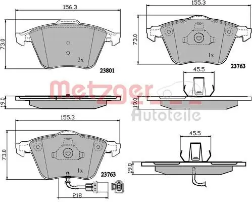 Bremsbelagsatz, Scheibenbremse METZGER 1170881 Bild Bremsbelagsatz, Scheibenbremse METZGER 1170881