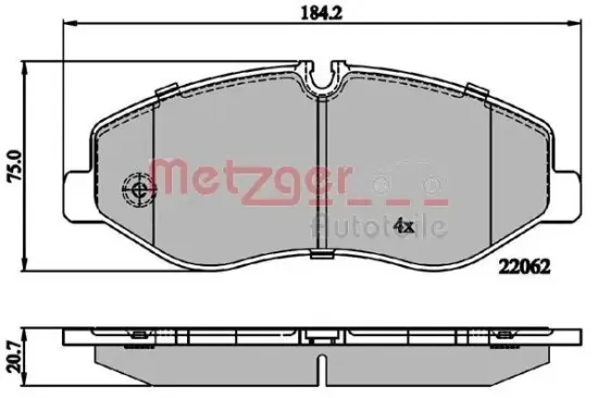 Bremsbelagsatz, Scheibenbremse METZGER 1170895 Bild Bremsbelagsatz, Scheibenbremse METZGER 1170895