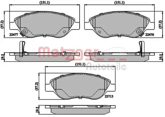 Bremsbelagsatz, Scheibenbremse METZGER 1170897 Bild Bremsbelagsatz, Scheibenbremse METZGER 1170897