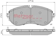 Bremsbelagsatz, Scheibenbremse METZGER 1170898