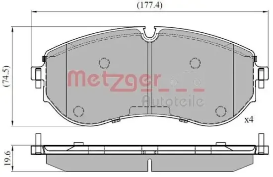 Bremsbelagsatz, Scheibenbremse METZGER 1170898 Bild Bremsbelagsatz, Scheibenbremse METZGER 1170898