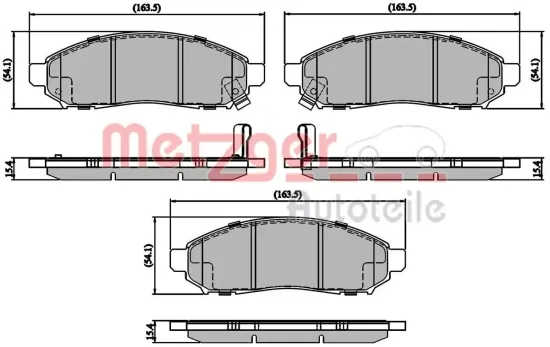 Bremsbelagsatz, Scheibenbremse METZGER 1170916 Bild Bremsbelagsatz, Scheibenbremse METZGER 1170916