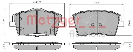 Bremsbelagsatz, Scheibenbremse METZGER 1170934 Bild Bremsbelagsatz, Scheibenbremse METZGER 1170934