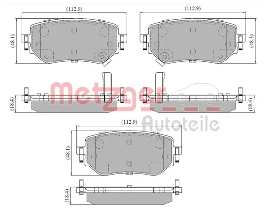 Bremsbelagsatz, Scheibenbremse Hinterachse METZGER AUTOTEILE 1170937 Bild Bremsbelagsatz, Scheibenbremse Hinterachse METZGER AUTOTEILE 1170937