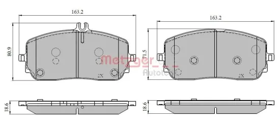 Bremsbelagsatz, Scheibenbremse METZGER 1170956 Bild Bremsbelagsatz, Scheibenbremse METZGER 1170956