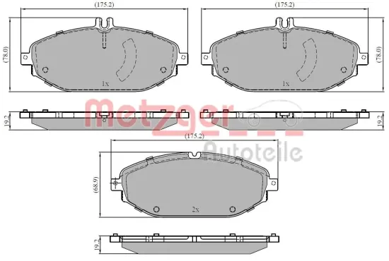 Bremsbelagsatz, Scheibenbremse METZGER 1170963 Bild Bremsbelagsatz, Scheibenbremse METZGER 1170963