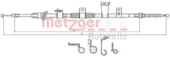 Seilzug, Feststellbremse hinten rechts METZGER AUTOTEILE 17.2300 Bild Seilzug, Feststellbremse hinten rechts METZGER AUTOTEILE 17.2300