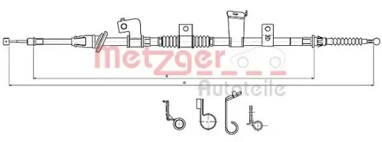 Seilzug, Feststellbremse hinten rechts METZGER AUTOTEILE 17.2301 Bild Seilzug, Feststellbremse hinten rechts METZGER AUTOTEILE 17.2301