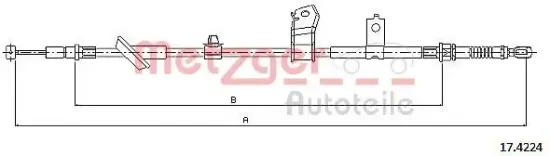 Seilzug, Feststellbremse hinten rechts METZGER AUTOTEILE 17.4224 Bild Seilzug, Feststellbremse hinten rechts METZGER AUTOTEILE 17.4224