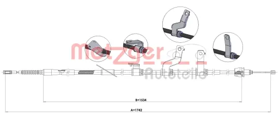 Seilzug, Feststellbremse METZGER 17.6075 Bild Seilzug, Feststellbremse METZGER 17.6075