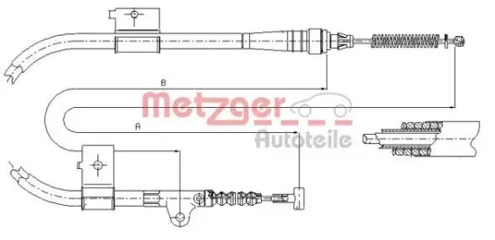 Seilzug, Feststellbremse hinten rechts METZGER 17.0334 Bild Seilzug, Feststellbremse hinten rechts METZGER 17.0334