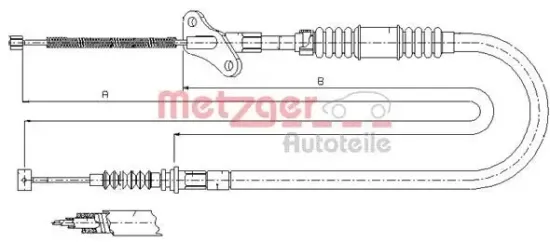 Seilzug, Feststellbremse hinten links METZGER AUTOTEILE 17.2721 Bild Seilzug, Feststellbremse hinten links METZGER AUTOTEILE 17.2721