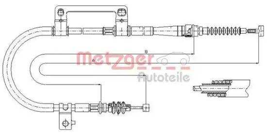 Seilzug, Feststellbremse hinten links METZGER 17.6043 Bild Seilzug, Feststellbremse hinten links METZGER 17.6043