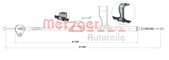 Seilzug, Feststellbremse hinten links METZGER AUTOTEILE 1.HY003 Bild Seilzug, Feststellbremse hinten links METZGER AUTOTEILE 1.HY003