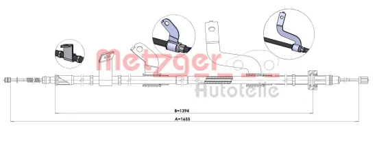 Seilzug, Feststellbremse hinten rechts METZGER AUTOTEILE 1.KI015 Bild Seilzug, Feststellbremse hinten rechts METZGER AUTOTEILE 1.KI015