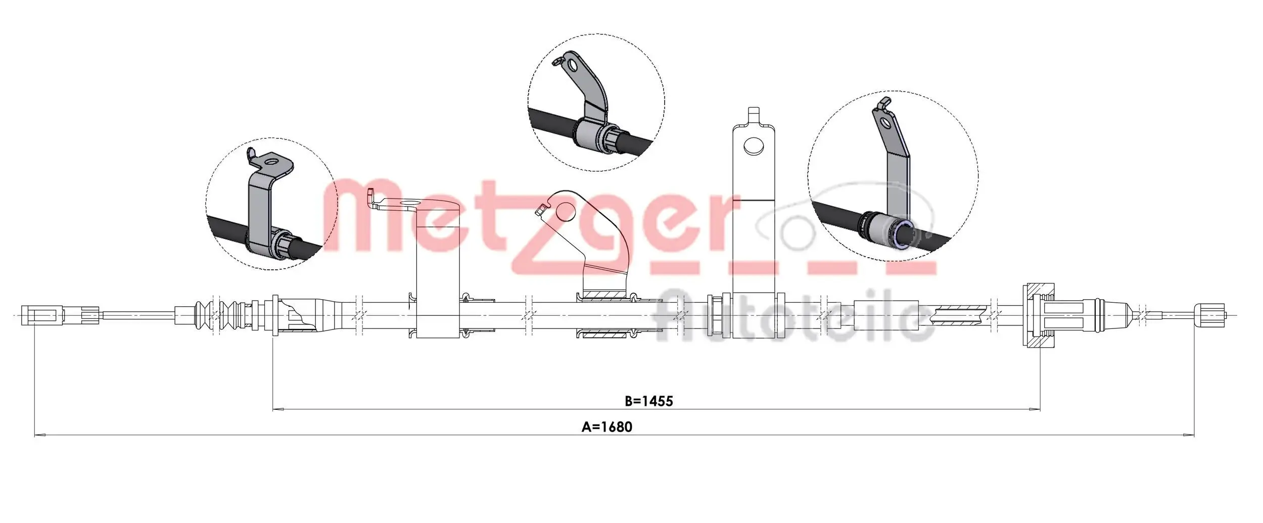 Seilzug, Feststellbremse hinten links METZGER AUTOTEILE 1.KI016
