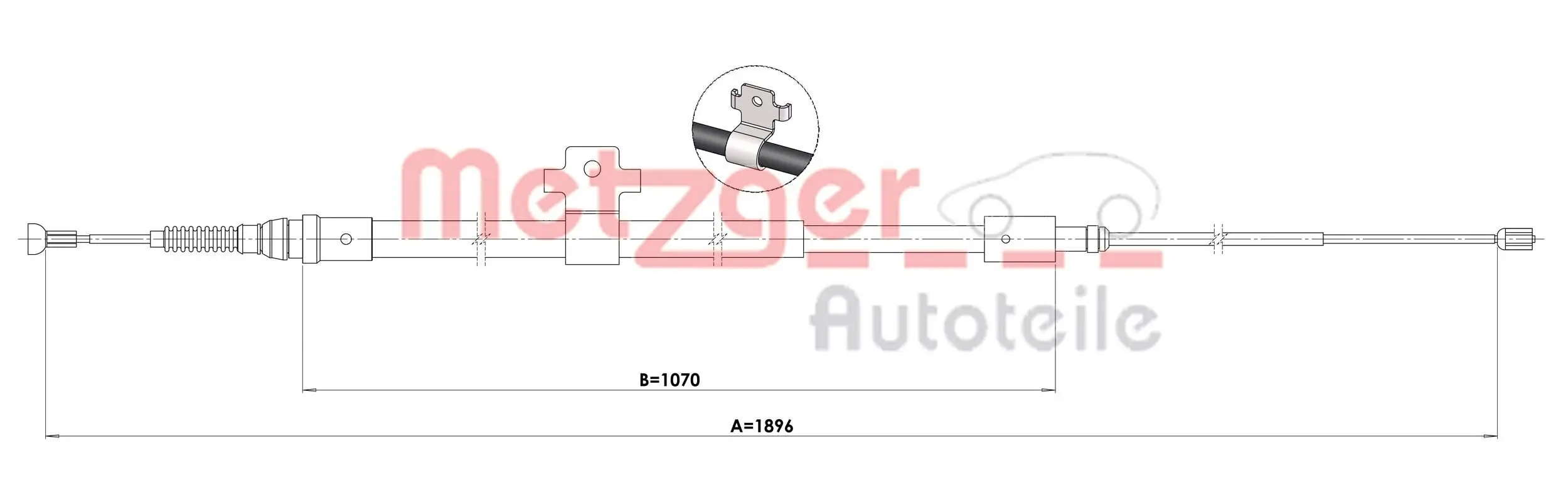Seilzug, Feststellbremse hinten links METZGER AUTOTEILE 1.PE001