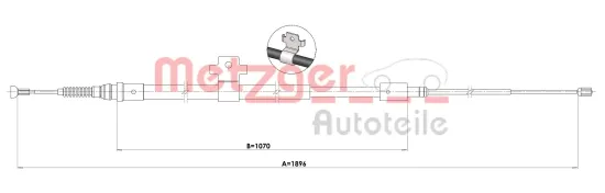Seilzug, Feststellbremse hinten links METZGER AUTOTEILE 1.PE001 Bild Seilzug, Feststellbremse hinten links METZGER AUTOTEILE 1.PE001