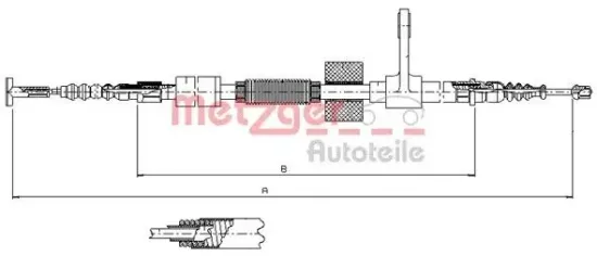 Seilzug, Feststellbremse hinten links METZGER AUTOTEILE 251.32 Bild Seilzug, Feststellbremse hinten links METZGER AUTOTEILE 251.32