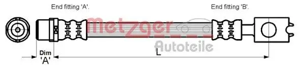 Bremsschlauch Hinterachse links Hinterachse rechts am Bremssattel METZGER AUTOTEILE 4110262