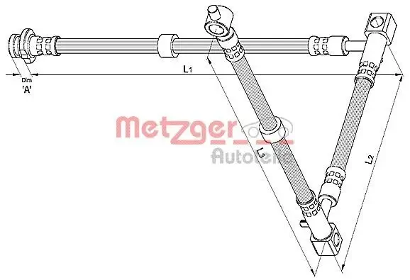 Bremsschlauch Vorderachse rechts METZGER 4110394