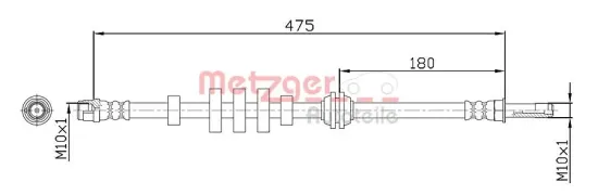 Bremsschlauch Vorderachse links Vorderachse rechts METZGER 4110447 Bild Bremsschlauch Vorderachse links Vorderachse rechts METZGER 4110447