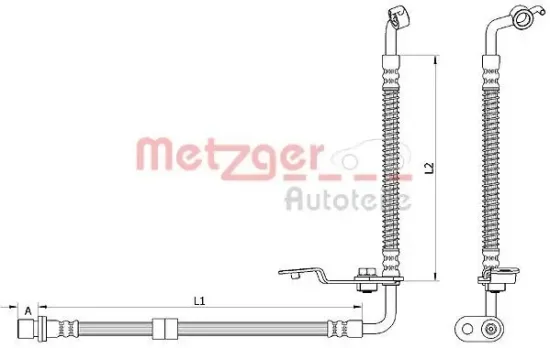 Bremsschlauch Vorderachse rechts METZGER 4110878 Bild Bremsschlauch Vorderachse rechts METZGER 4110878