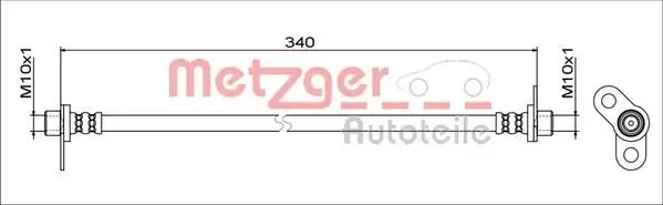 Bremsschlauch Hinterachse rechts innen METZGER 4111745