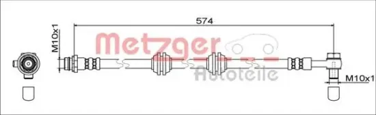 Bremsschlauch Hinterachse rechts METZGER 4111760 Bild Bremsschlauch Hinterachse rechts METZGER 4111760