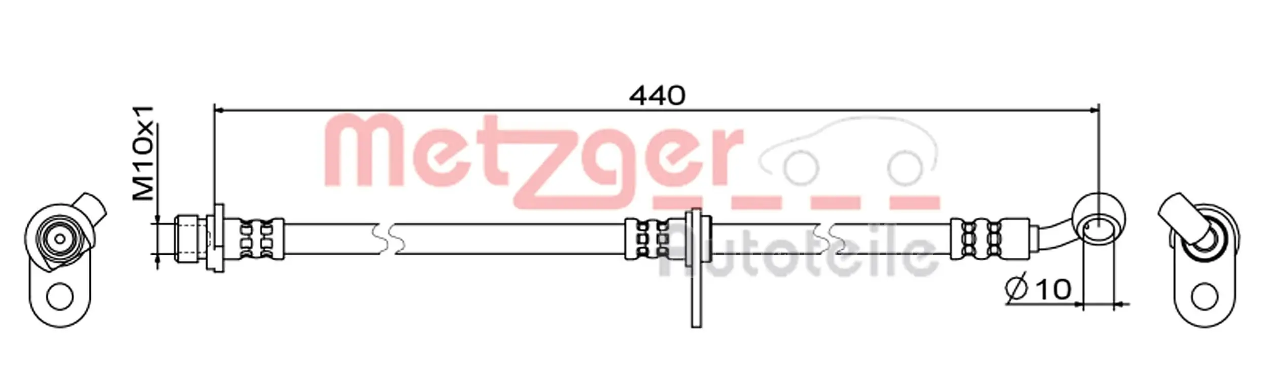 Bremsschlauch Vorderachse links METZGER AUTOTEILE 4111847