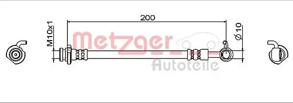 Bremsschlauch Hinterachse links am Bremssattel METZGER AUTOTEILE 4112006