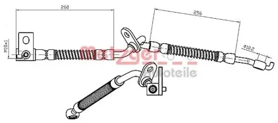 Bremsschlauch Vorderachse rechts METZGER 4112227 Bild Bremsschlauch Vorderachse rechts METZGER 4112227