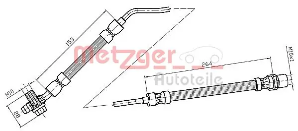 Bremsschlauch Hinterachse rechts METZGER 4116217