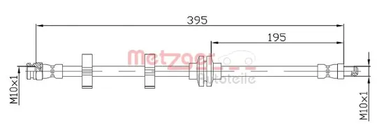 Bremsschlauch Vorderachse links Vorderachse rechts METZGER 4118402 Bild Bremsschlauch Vorderachse links Vorderachse rechts METZGER 4118402