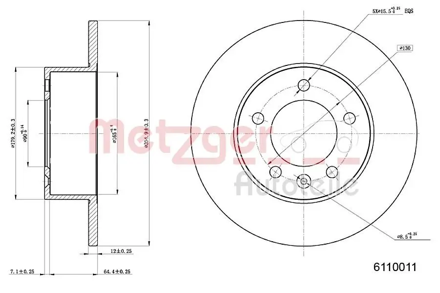 Bremsscheibe METZGER 6110011