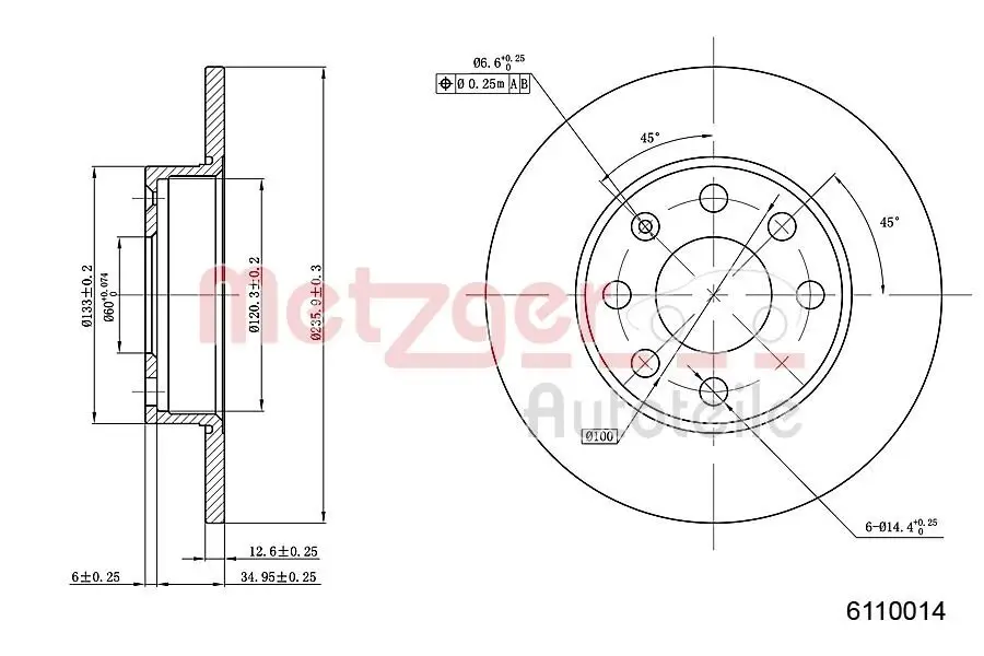 Bremsscheibe METZGER 6110014