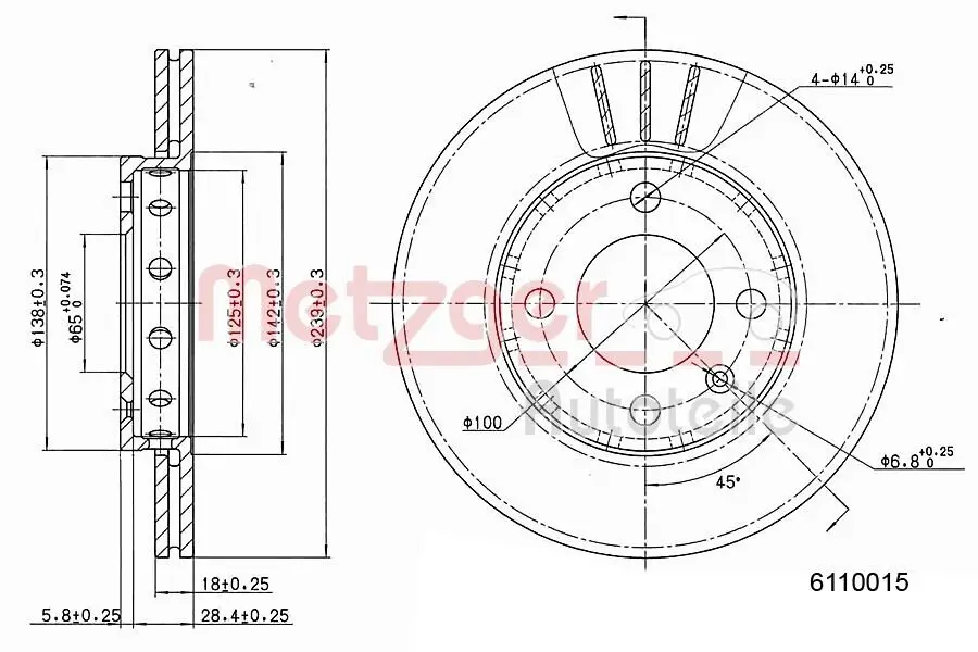 Bremsscheibe METZGER 6110015