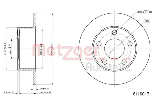 Bremsscheibe METZGER 6110017 Bild Bremsscheibe METZGER 6110017