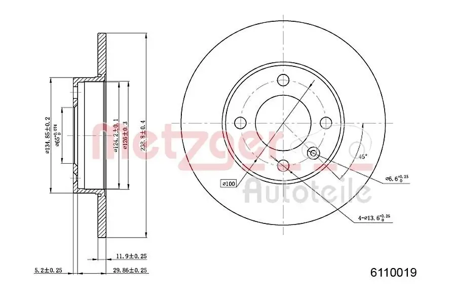 Bremsscheibe METZGER 6110019