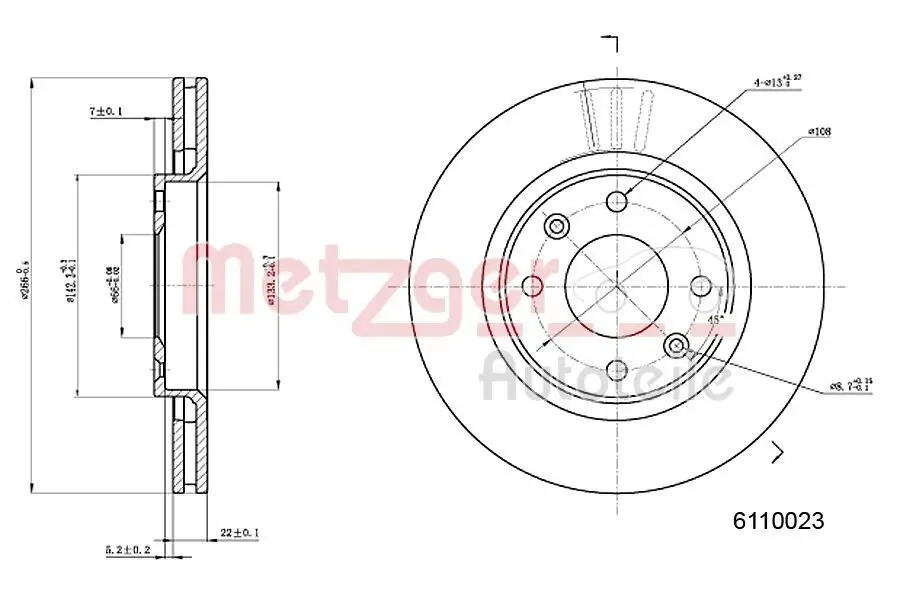 Bremsscheibe METZGER 6110023