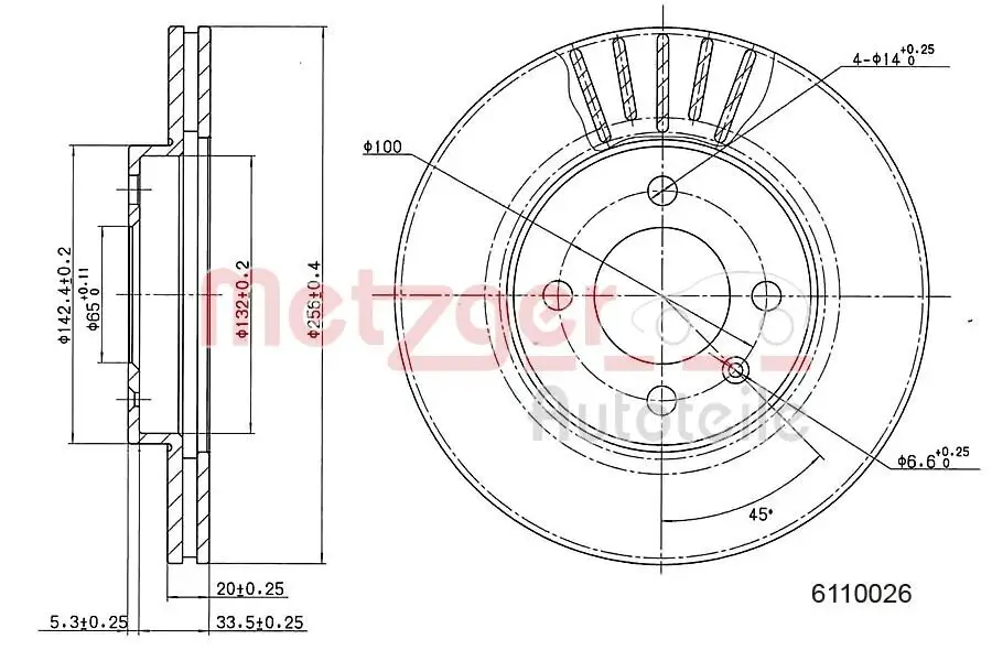 Bremsscheibe METZGER 6110026